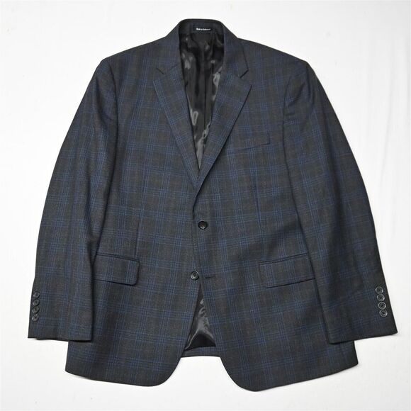 Pronto Uomo Platinum 44R Gray Blue Check 100% Wool Blazer Suit Jacket Sport Coat